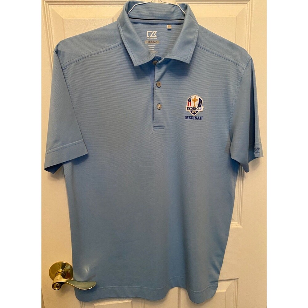 Medinah 2012 Ryder Cup Cutter and Buck Golf Shirt Men's Size Medium - Blue